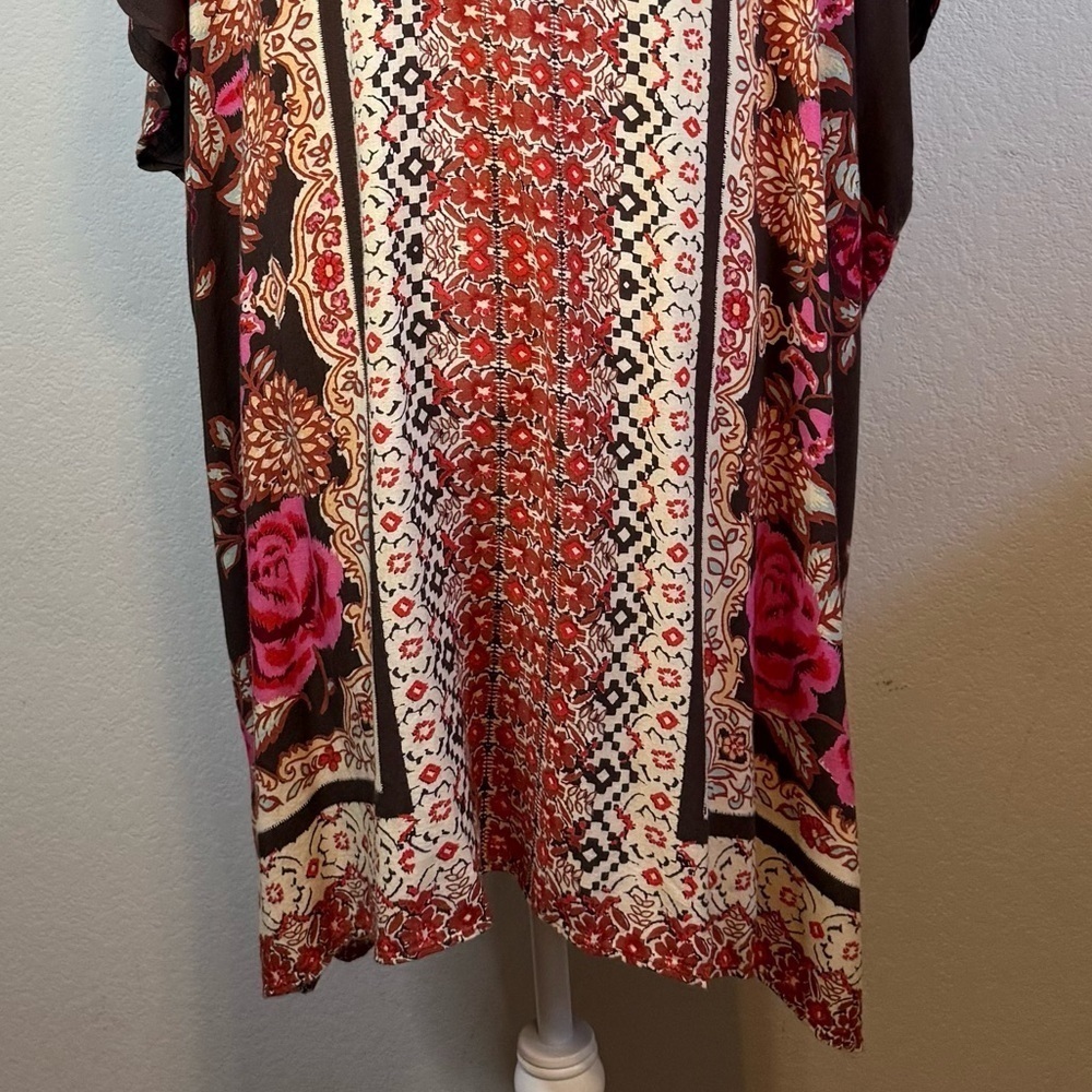 Angie Floral Print Kimono Cover Up Open Front Boho Beach Lightweight Size MED - Picture 7 of 8